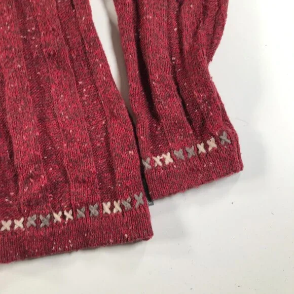 Woolrich Sweater Womens Medium Heather Red Gray Quarter Zip Nordic Fair Isle - Picture 2 of 11